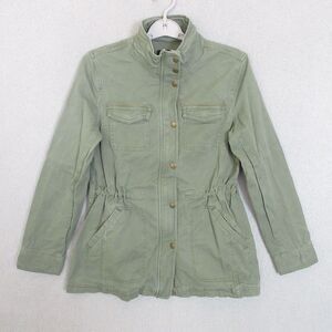Talbots Jacket Womens XS Olive Utility Field Drawstring Waist Snap Front Casual